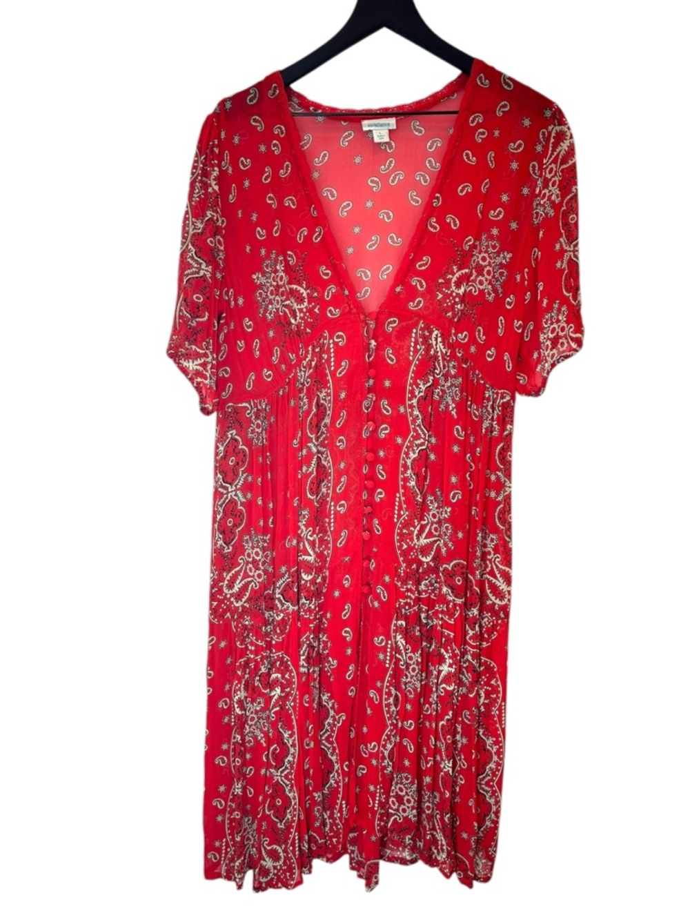 Sundance Brieia Red Bandana Paisley Boho Midi Dress